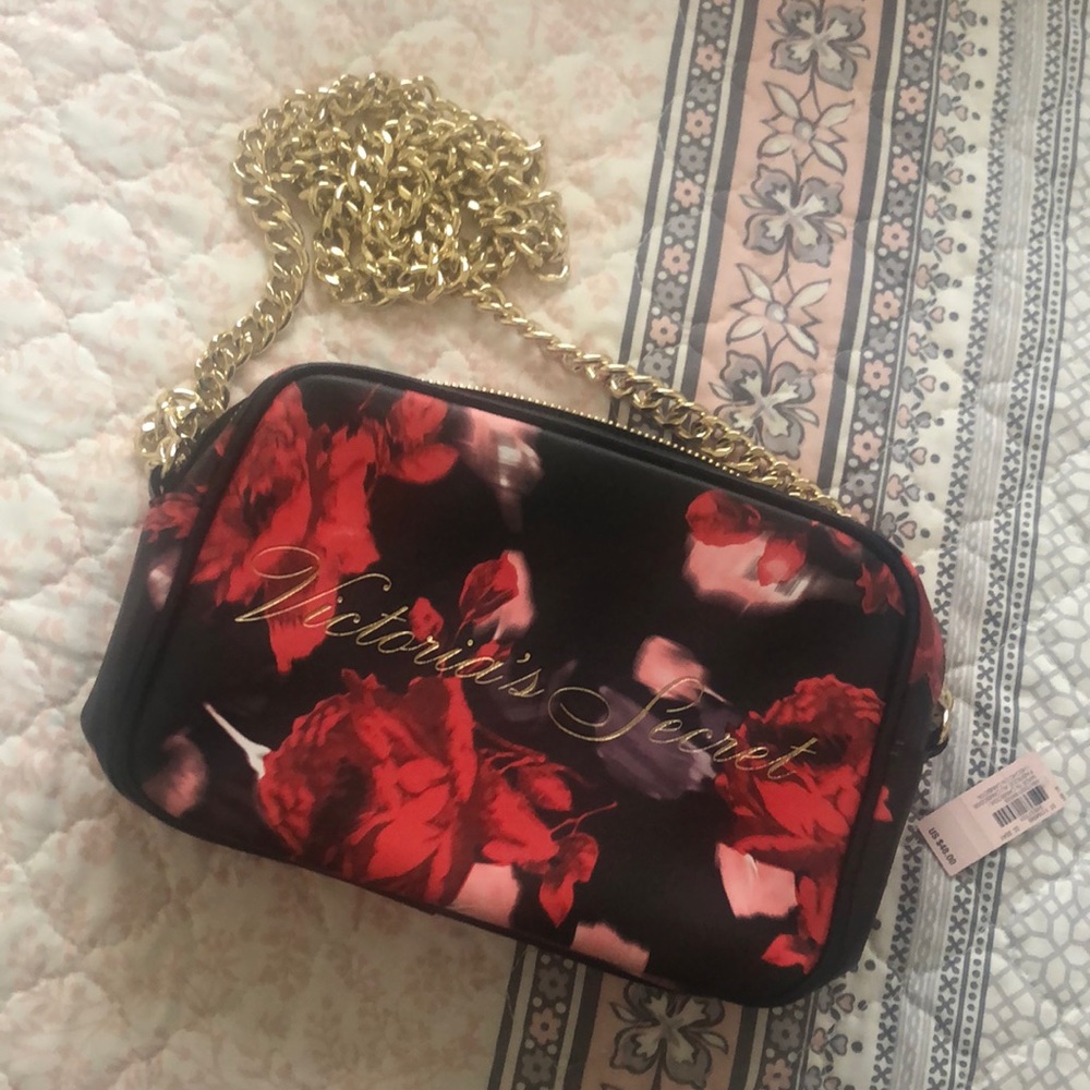 VS Floral shoulder or crossbody bag w/ gold chain